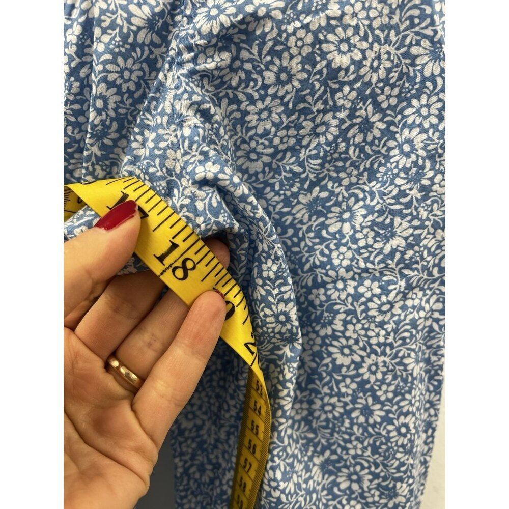 J.Crew Blue Cotton Floral Squareneck Ruffle Top peasant Cottage Core Cottagecore - Picture 9 of 12